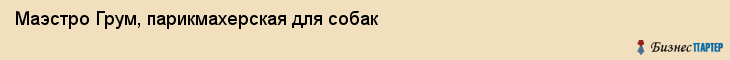 Маэстро Грум, парикмахерская для собак, Владивосток