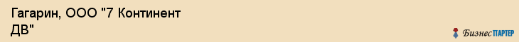 Гагарин, ООО "7 Континент ДВ", Владивосток